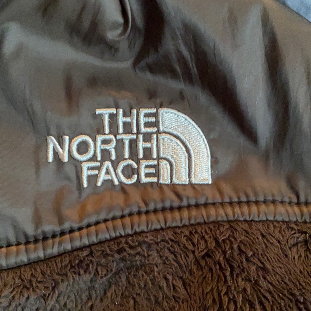 Brown hooded north face fleece